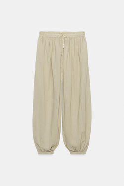 ZARA ОБЪЁМНЫЕ БРЮКИ‑БОМБАЧО, ЦВЕТ МОРСКОЙ ВОЛНЫ