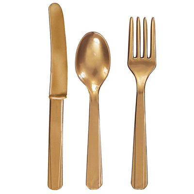 Столовые приборы в золотом цвете, 24 шт