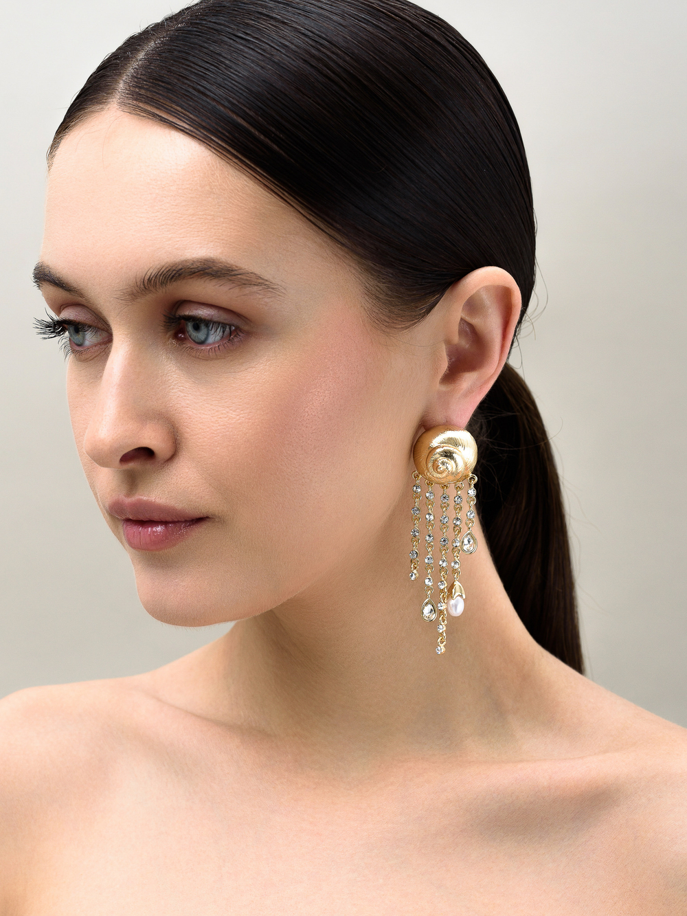 Серьги "Shell chandelier" Gold