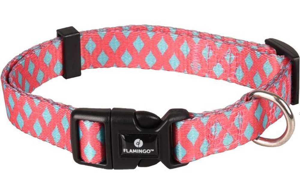 Ошейник SUE M 40-55 см/ 20 мм, розовый/зелёный, Flamingo
