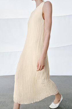 ZARA ПЛАТЬЕ С КОМБИНИРОВАННОЙ СЪЕМНОЙ НАКИДКОЙ — ZW COLLECTION, ЭКРЮ