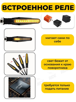 Поворотники со встроенным реле для электросамоката, мотоцикла (12В, 2 шт.)