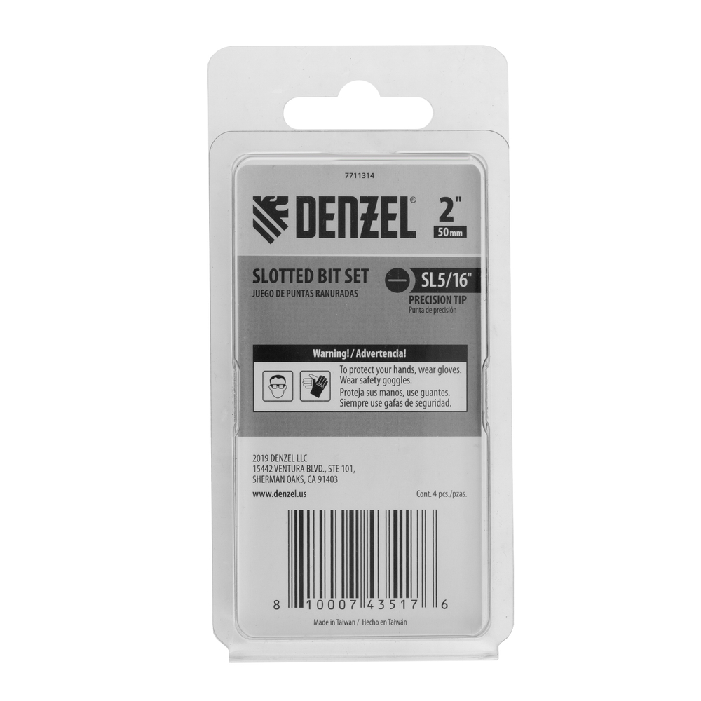 Набор бит, SL5/16"x2", 4 шт. Denzel 7711314