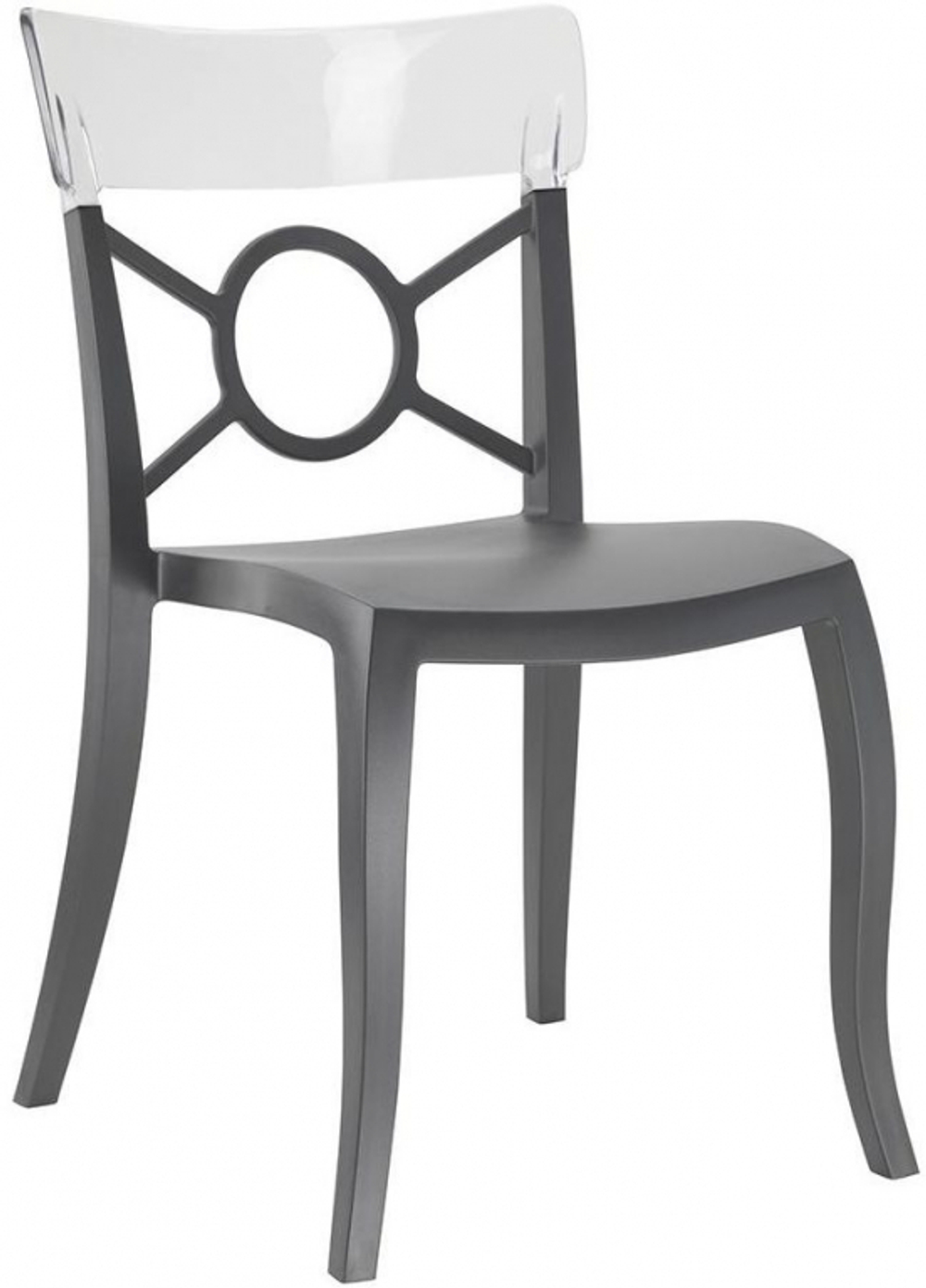 Стул пластиковый Papatya Opera-S, антрацит, прозрачный