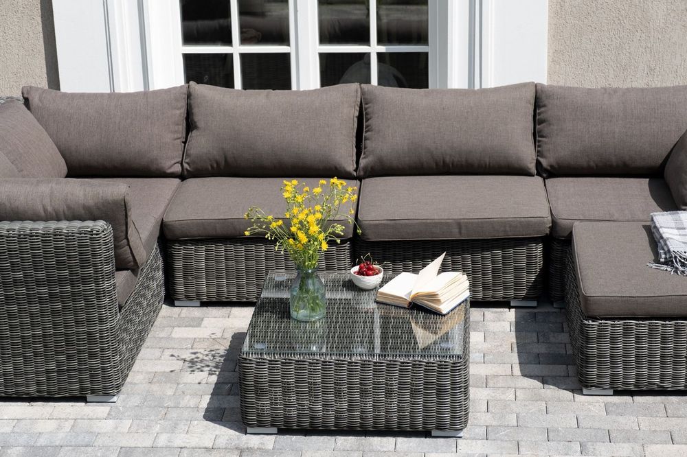 "Лунго" трансформирующаяся лаунж-зона из искусственного ротанга, цвет графит