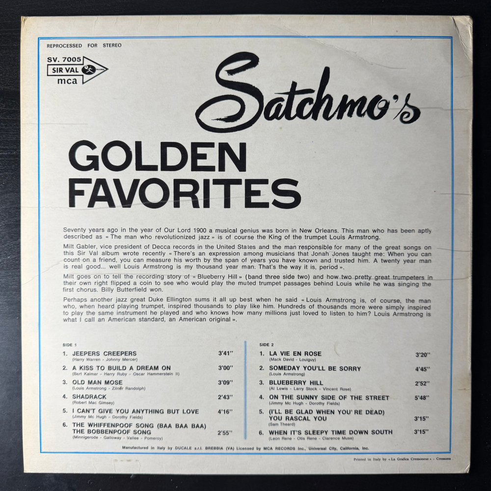 Louis Armstrong - Satchmo's Golden Favorites (Италия)