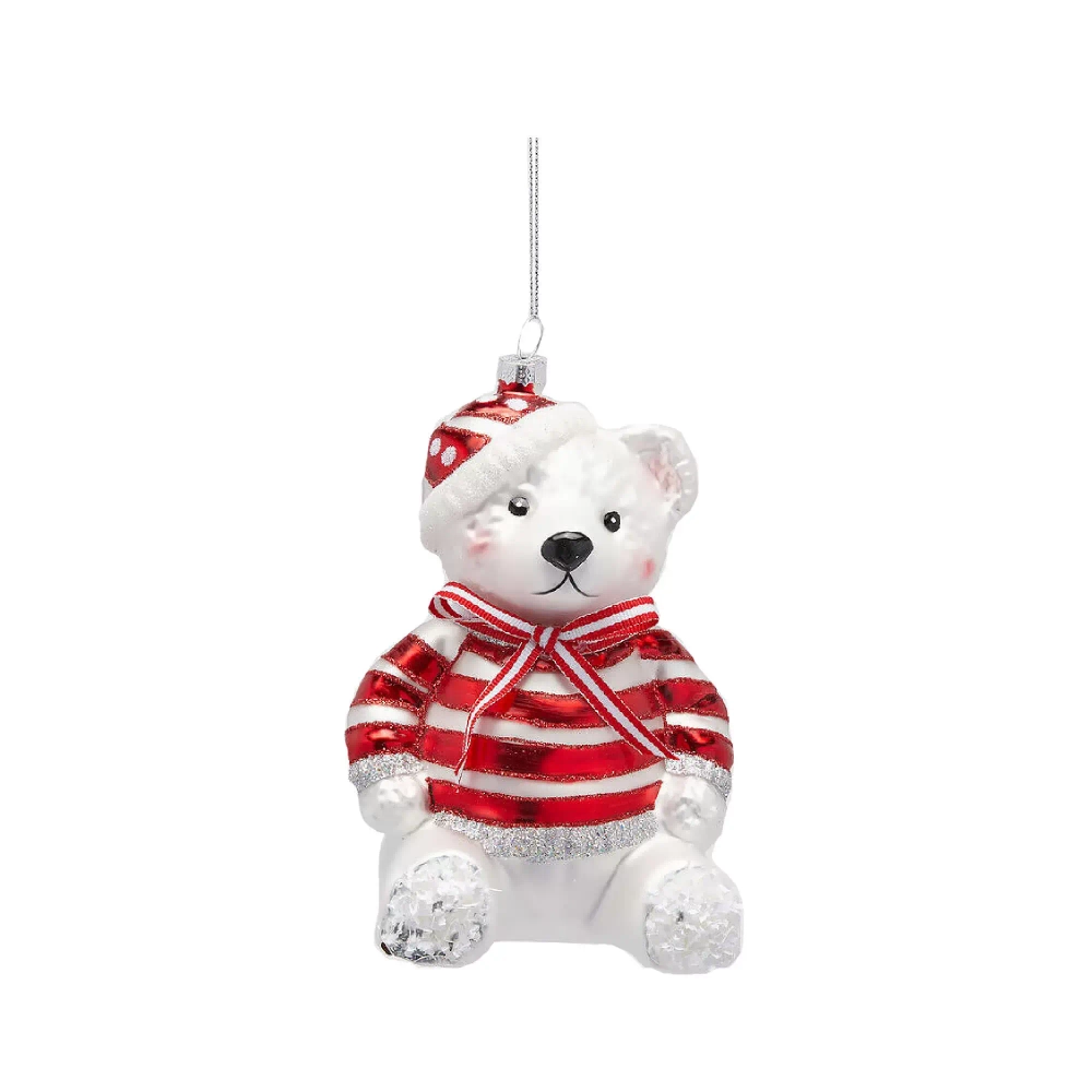 Игрушка Мишка в полосатом свитере, стекло H15 EDG