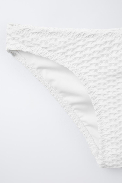 ZARA КОМПЛЕКТ БИКИНИ ИЗ РЕЛЬЕФНОЙ ТКАНИ С БУСИНАМИ, БЕЛЫЙ