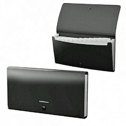 Папка-конверт на кнопке 12 отделений 260*138мм. Erich Krause Matt Classic черная