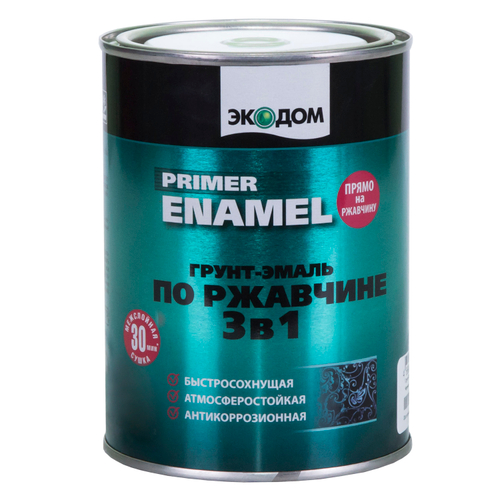 ГРУНТ- ЭМАЛЬ ПО РЖАВЧИНЕ ЭКОДОМ 3В1 БЕЛЫЙ 0,9КГ