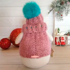 Игрушка интерьерная «Снеговик Розочка» ручной работы / 25 см