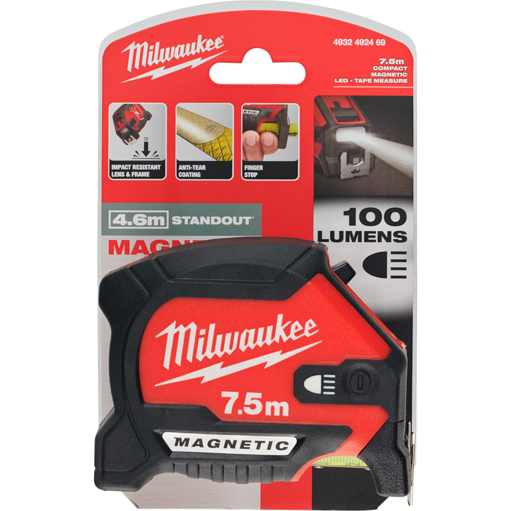 Набор Milwaukee: Рулетка PREMIUM MAGNETIC GEN III 7.5м с LED подсветкой+Рулетка с LED подсветкой 3м