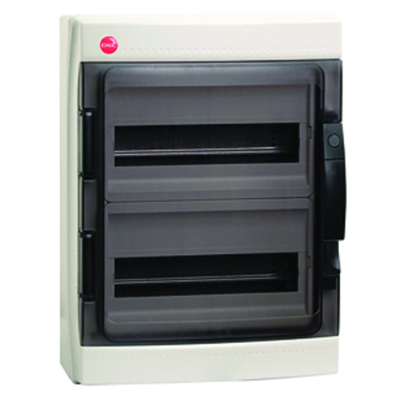 Щиток настен.с двер. 24мод.,IP65,сер.,с клем. блок. 2х87508 и замком