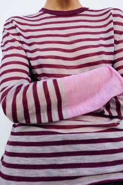 ZARA СВИТЕР В ПОЛОСКУ, БОРДОВЫЙ