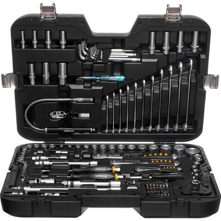 Набор инструментов Inforce 120 предметов 1/2" &amp; 3/8" &amp; 1/4", Сталь Cr-V, Профессиональный, 06-07-20