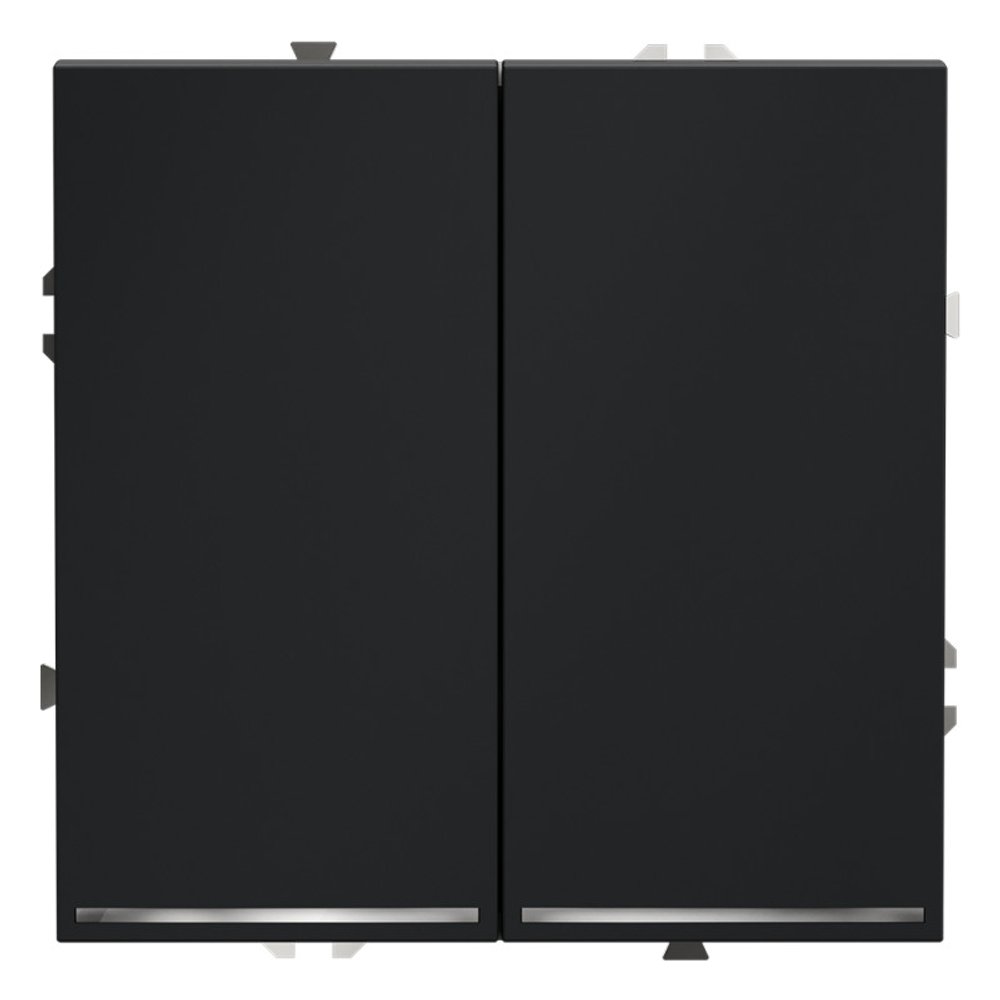 Выключатель встраиваемый VOLTUM S70 двухклавишный с подсветкой 10А, (графит)