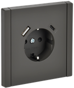 FORTE&PIANO Розетка 1-местная с заземлением с защитными шторками винтовое крепление 16А USB A+C 18Вт FP347 серый IEK