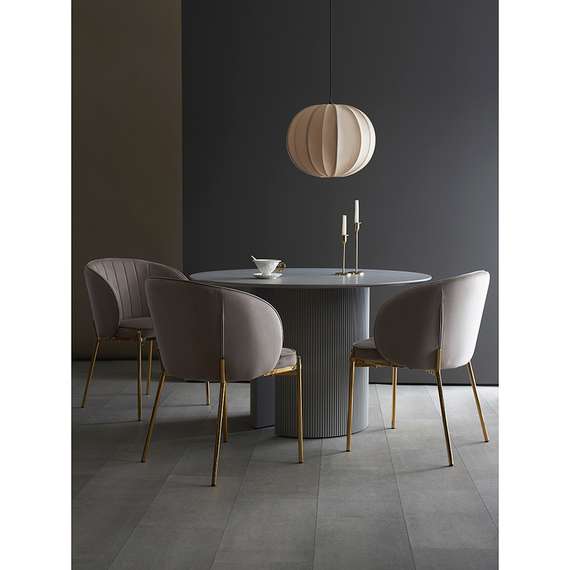 Стул Coral, серо-бежевый велюр с золотыми ножками