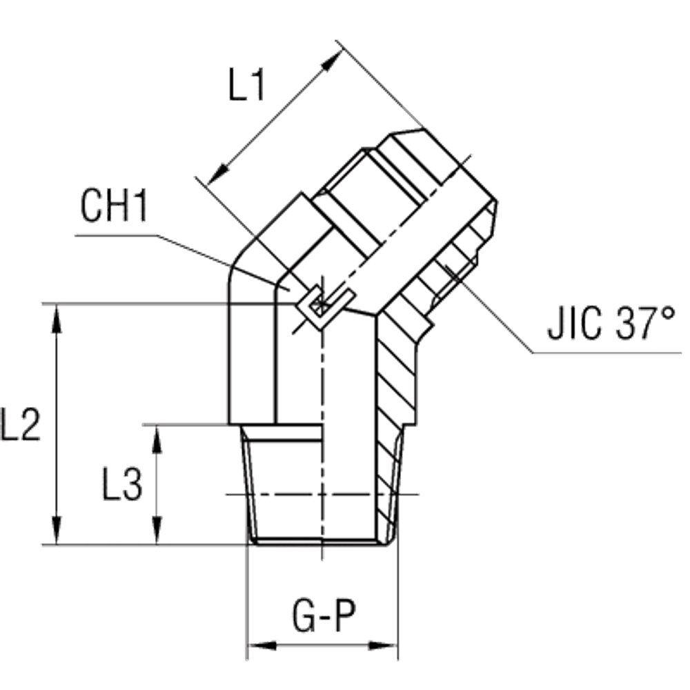 Штуцер FC45 JIC 1/2 - BSPT 1/8