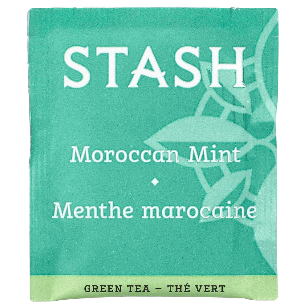 Stash Tea, зеленый чай, марокканская мята и осознанность, 20 чайных пакетиков, 26 г (0,9 унции)