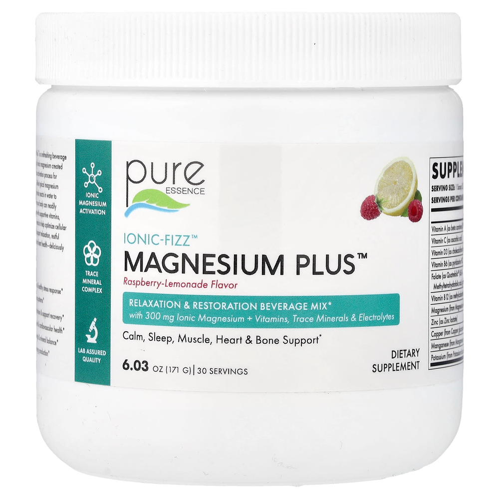 Pure Essence, lonic-Fizz™, Magnesium Plus™, малиновый лимонад, 171 г (6,03 унции)