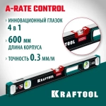 KRAFTOOL A-RATE CONTROL, 600 мм, точность 0.3 мм/м, с инновационным зеркальным глазком, сверхпрочный уровень (34986-60)