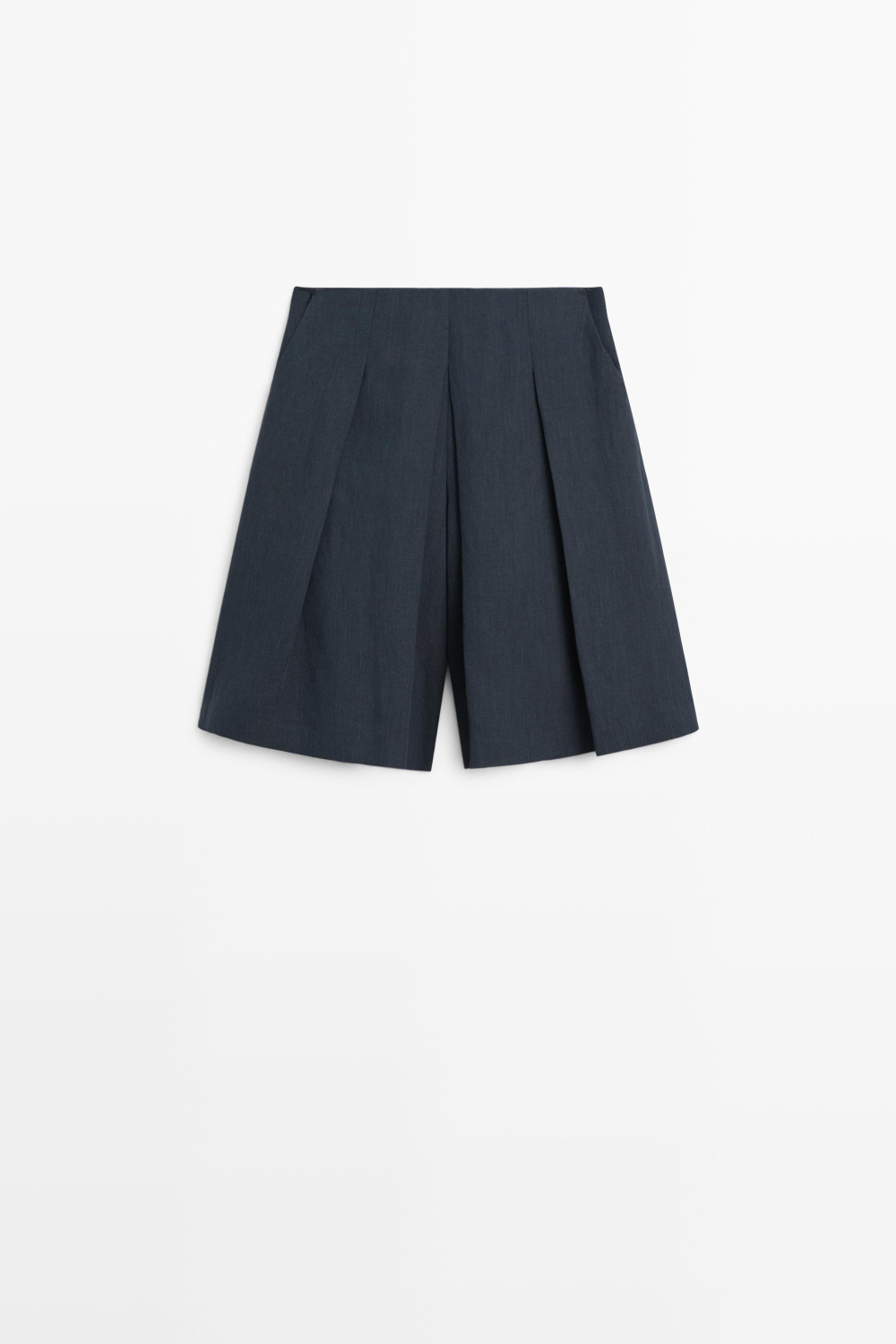 Massimo Dutti Шорты со складками изо льна, синий