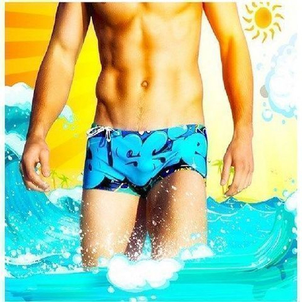 Мужские плавки разноцветные с голубым граффити Aussiebum YOO Swimwear