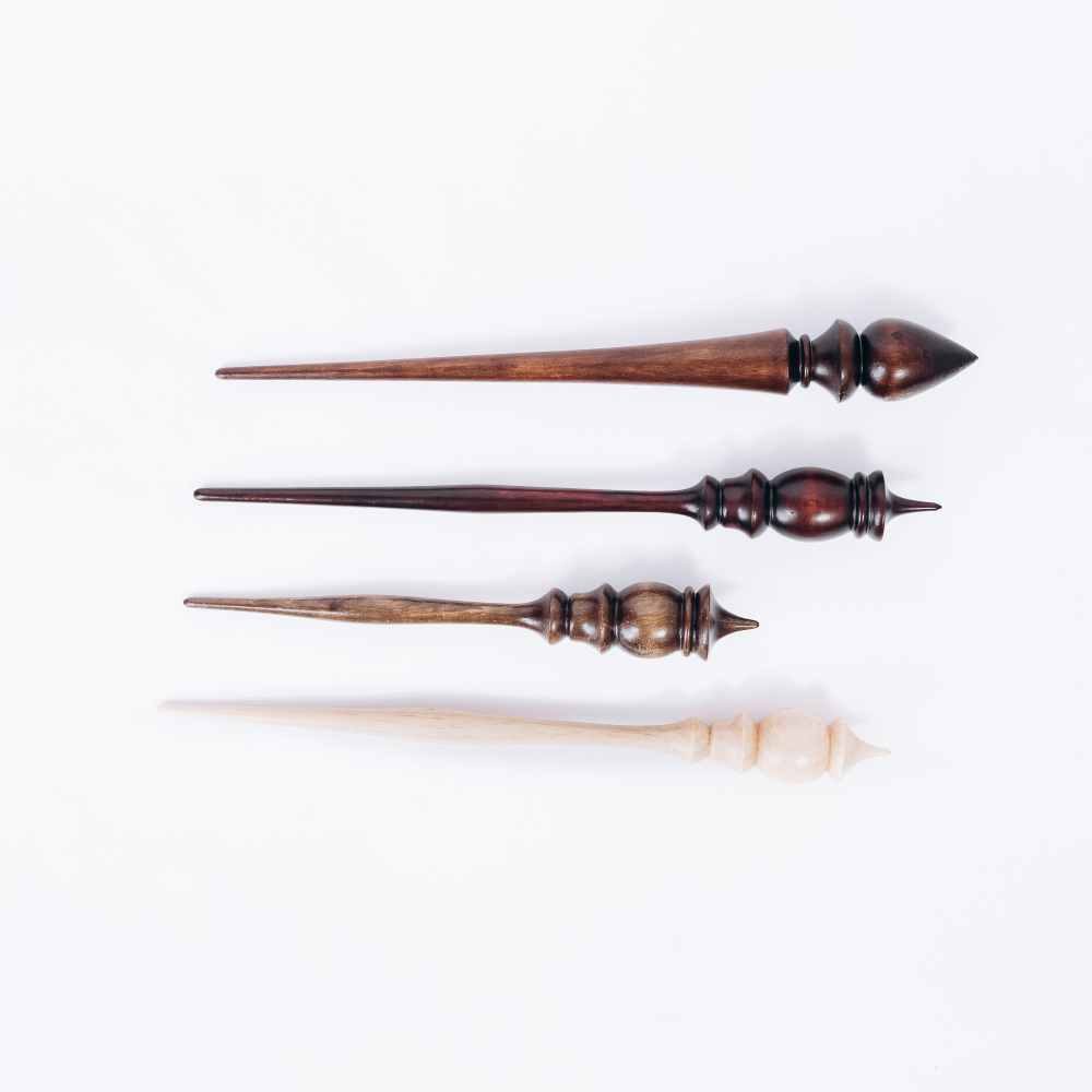 Набор деревянных опорных веретен для прядения из кедра 4 шт. Art of Siberia. BN1