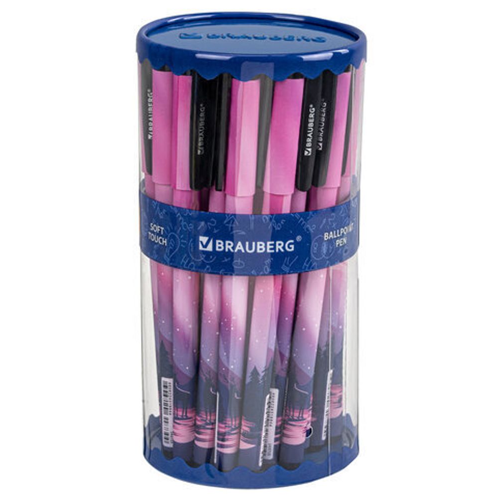 Ручка шариковая BRAUBERG SOFT TOUCH GRIP "STARS", СИНЯЯ, мягкое покрытие, узел 0,7 мм, 143715