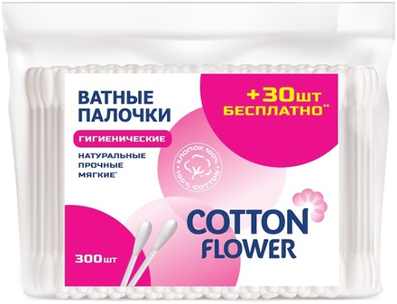 Cotton Flower Ватные палочки ПЭ 300 шт., блок 50шт.