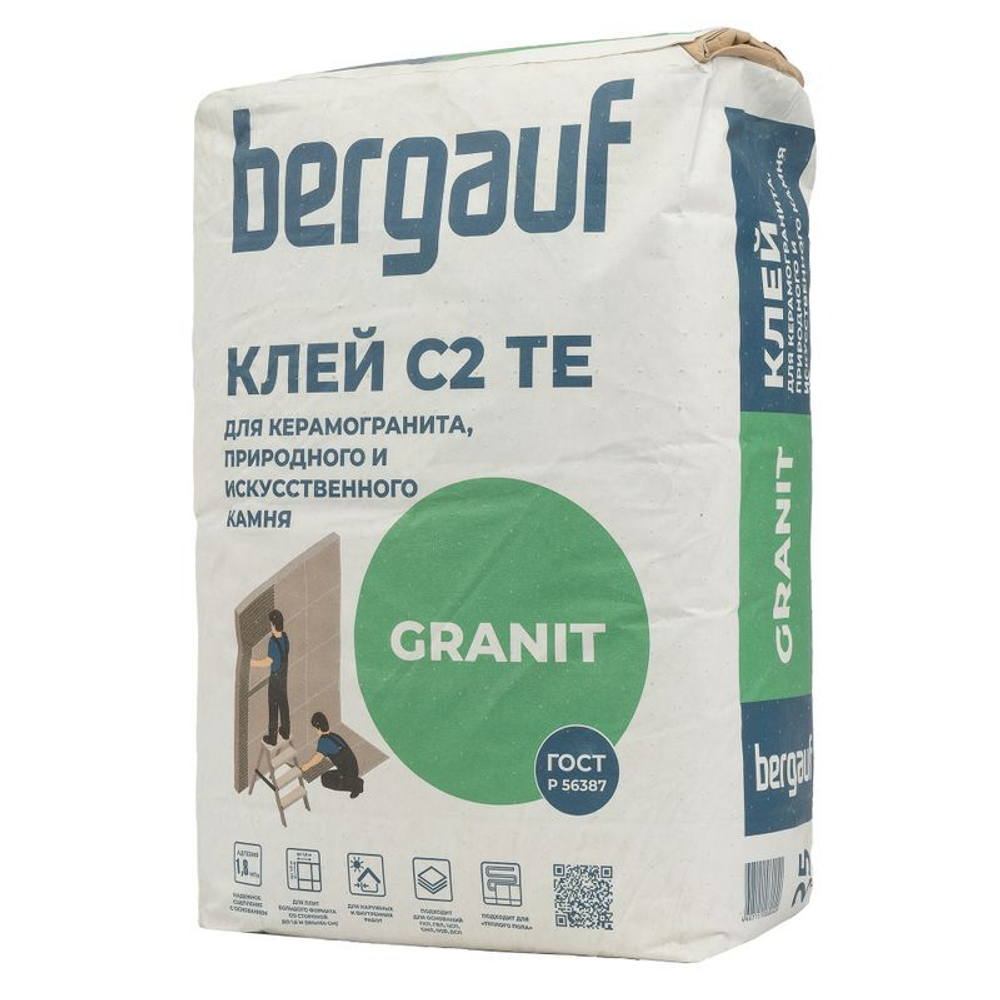 Клей для плитки Bergauf Granit для тяжелых плит С2ТЕ, 25 кг