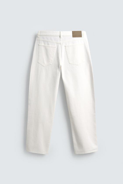 ZARA ДЖИНСЫ STRAIGHT ДЛИНОЙ ДО ЩИКОЛОТКИ SELVEDGE, ЭКРЮ
