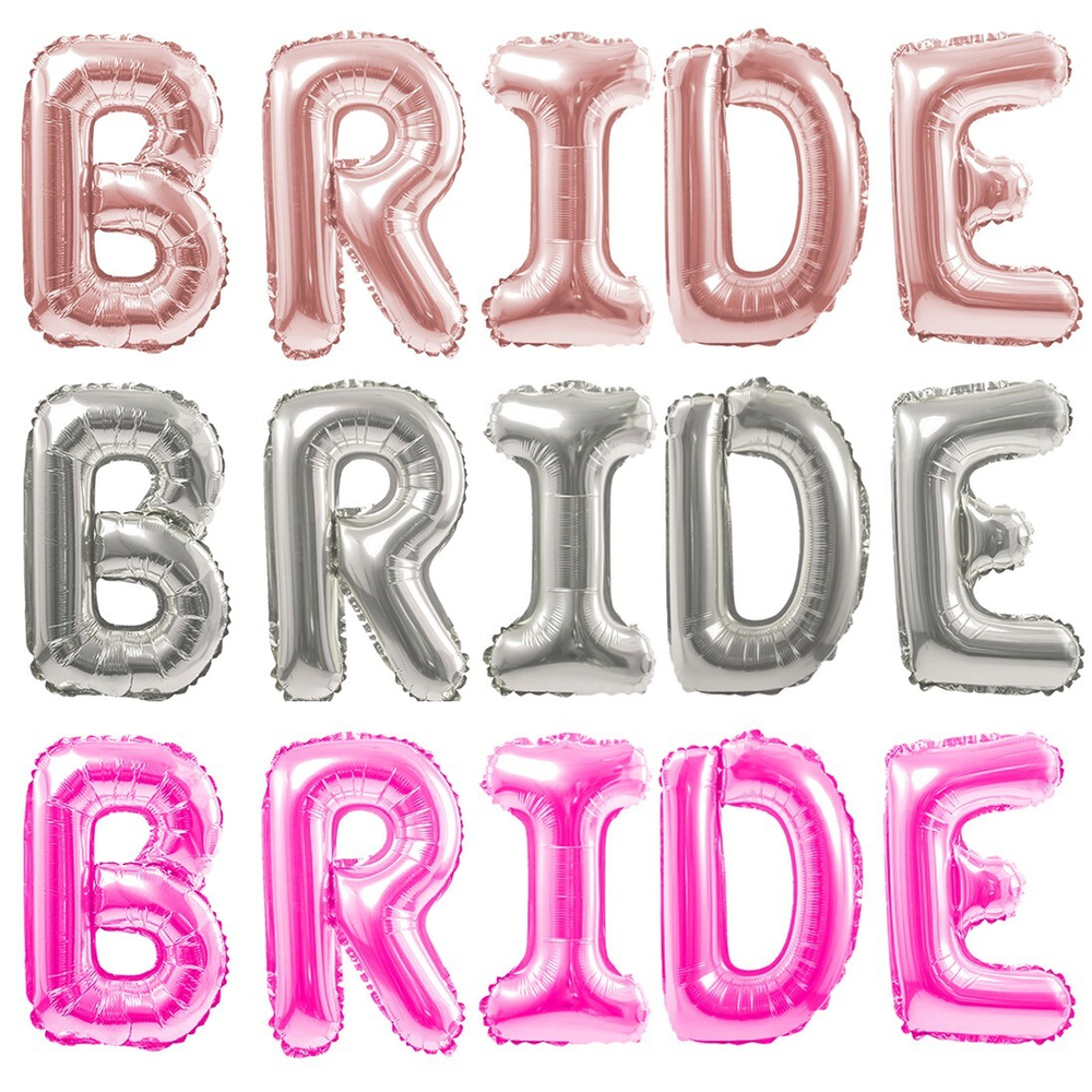 Фольгированная мини-надпись «BRIDE» в трех цветах, AIR, 41 см