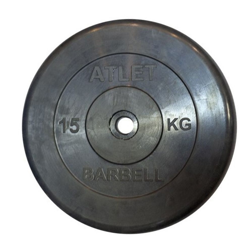 Диск обрезиненный BARBELL ATLET 15 кг / ⌀ 26 мм