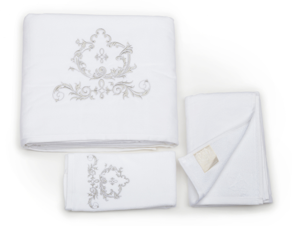 Набор полотенец 3шт Texteis Iris Set 3 Towels белый-серый