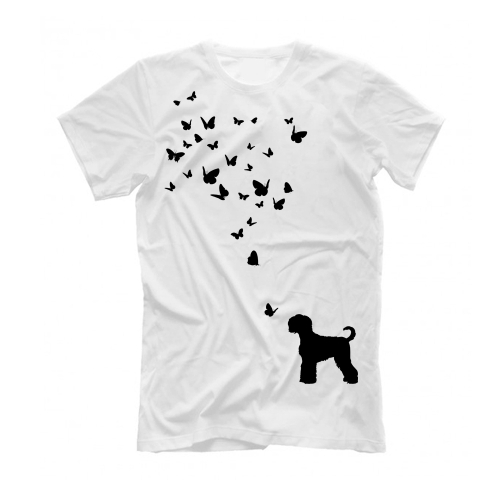 Футболка "Черный терьер и бабочки"