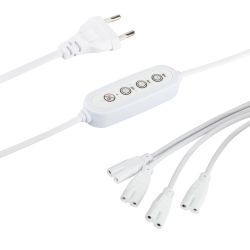 Разветвитель сетевой для линейных светильников ЭРА 4х IEC C7 2pin+timer на 4 точки с таймером 4, 8, 12H 2 м | Аксессуары для фито светильников
