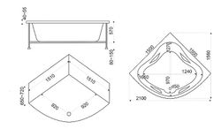 Акриловая ванна Bas (Бас) Империал 150х150, с каркасом
