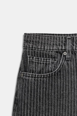 ZARA ДЖИНСЫ ZW COLLECTION КЮЛОТЫ СО СРЕДНЕЙ ПОСАДКОЙ В ПОЛОСКУ, ЧЕРНЫЙ