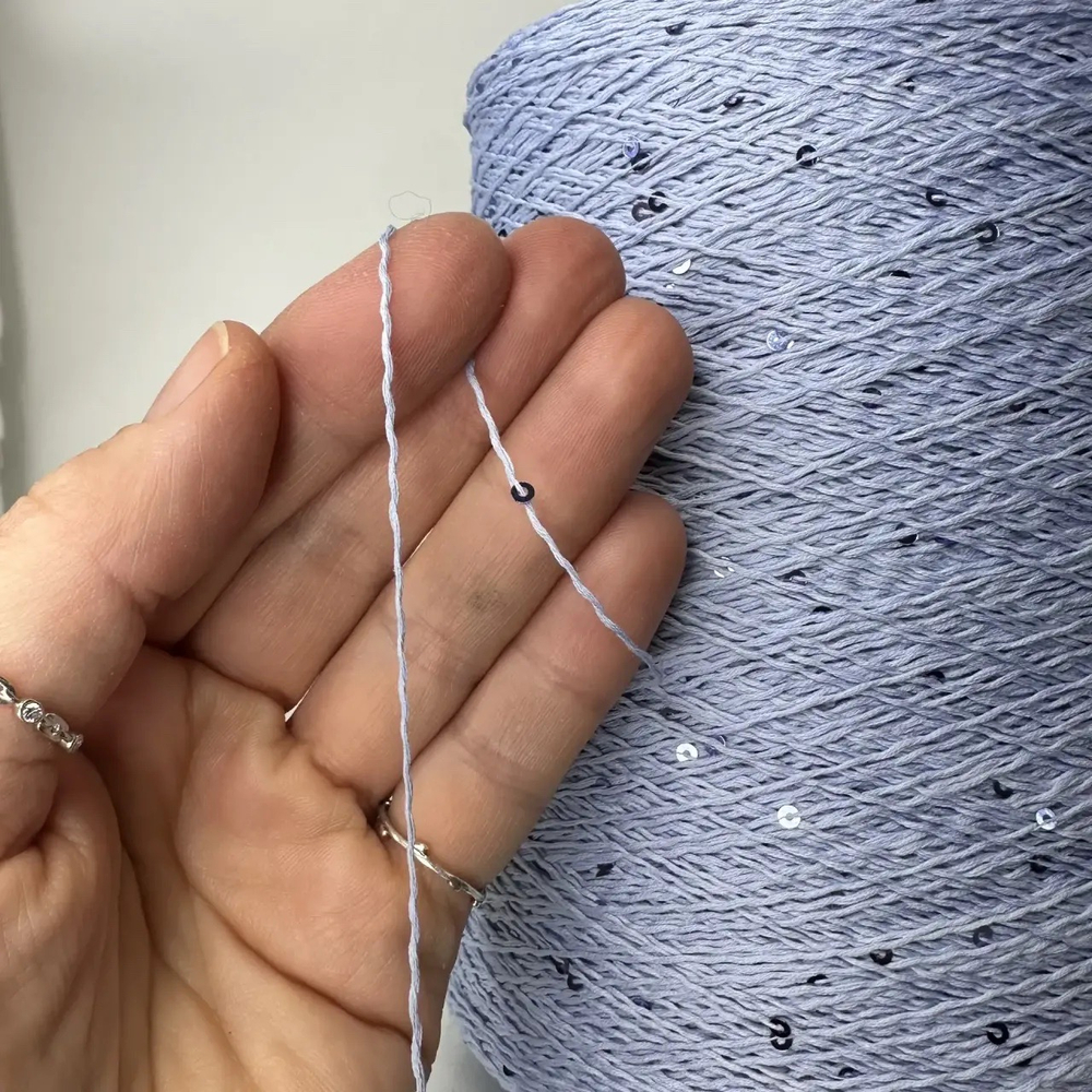 LUXOR; 100% хлопок, пайетки 2мм; 540м/100гр; цвет: голубой, пайетки в цвет нити; S303