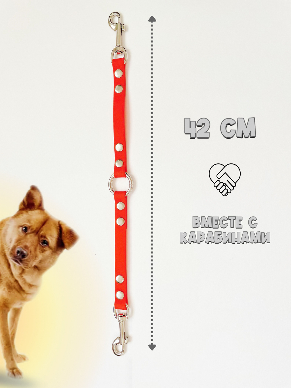 Сворка для собак мини на 2 собаки из Биотана 15 мм, 21 см.
