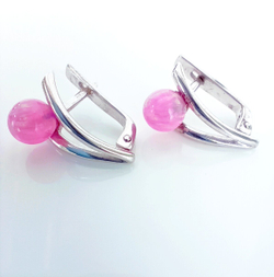 Серьги Эстерелла, серебро 925*, родирование, опал синтетический/Ф