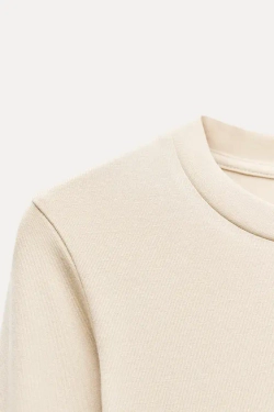 ZARA БОДИ ИЗ ХЛОПКА И МОДАЛА, ЭКРЮ