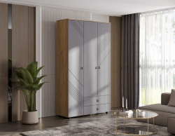 Шкаф 3-дверный с ящиками «Байкал» Графит 120 см