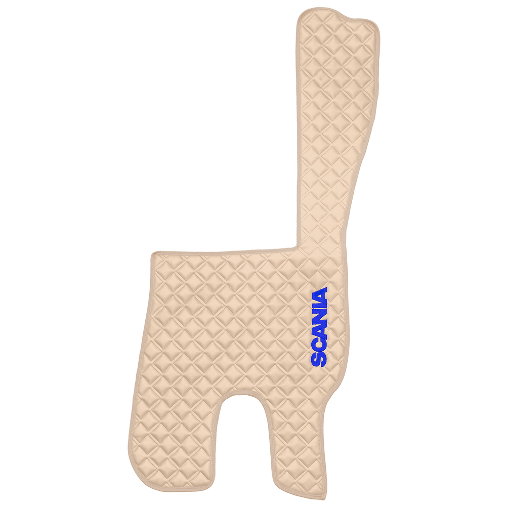 Ковры SCANIA 5 серии R (механика) (экокожа, бежевый, бежевый кант, синяя вышивка)