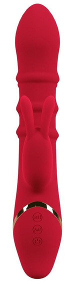 Красный вибратор-кролик с 3 подвижными кольцами Rabbit Vibrator with 3 Moving Rings - 23,7 см. (Цвет: красный)