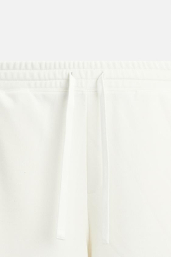 ZARA БАЗОВЫЕ БРЮКИ-ДЖОГГЕРЫ, ЖЕЛТОВАТО-БЕЛЫЙ