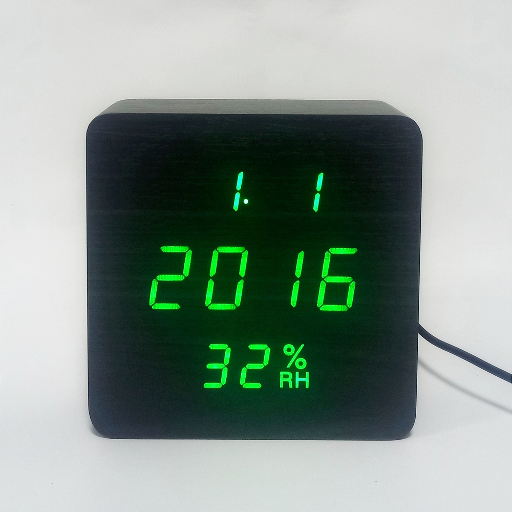 Часы VST-872S-4 Green (C/дата/деревянный корпус) USB