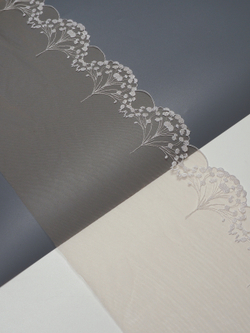 Кружево вышивка на сетке телесная с белым неэластичная ширина 24 см